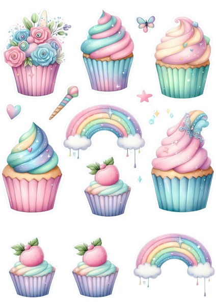 Cupcake Yenilebilir Cupcake ve Pasta Resim Baskı