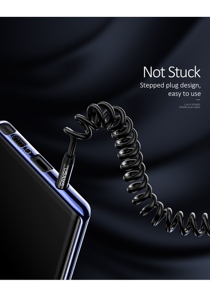 Aux Ses Aktarım Kablosu 1.2m - Aux Uzatma Kablosu 3.5mm Spiral - Siyah fiyatları