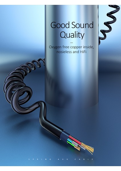 Aux Ses Aktarım Kablosu 1.2m - Aux Uzatma Kablosu 3.5mm Spiral - Siyah indirimleri