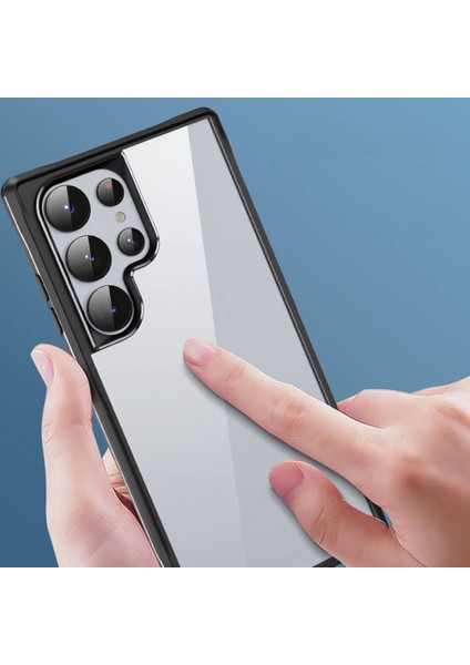 Galaxy S24 Ultra Kılıf Şeffaf Sert Pc Arka Yüzey Tasarımlı Vlmr Edo Kapak-Siyah modelleri