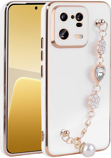 Xiaomi Mi 13 Pro Kılıf El Tutamaçlı Kamera Korumalı Vlmr Taka Silikon Kapak-Beyaz