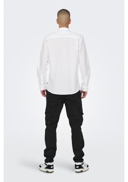 Beyaz Erkek Gömlek - 22012321 Onscaiden Ls Solid Linen S fırsatları