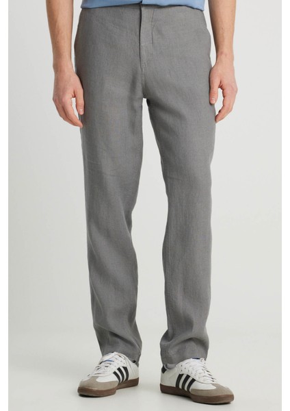 Keten Chino Pantolon Gri Erkek Pantolon