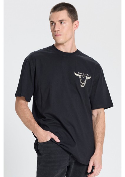 Loose Fit T-shirt Siyah Erkek Kısa Kol T-Shirt