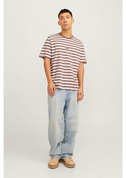 JORVESTERBRO NEWTON STRIP Kahverengi Erkek Kısa Kol T-Shirt fırsatları