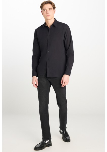 Regular Fit Gömlek Siyah Erkek Gömlek modelleri