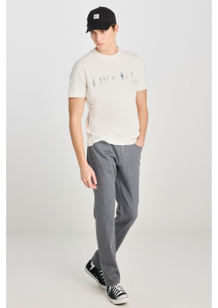 Regular Fit Grafik Bas Ekru Erkek Kısa Kol T-Shirt modelleri
