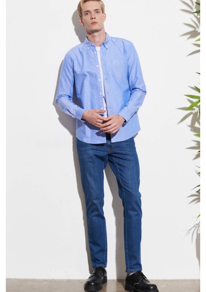 Uzun Kollu Gömlek Mavi Erkek Gömlek modelleri
