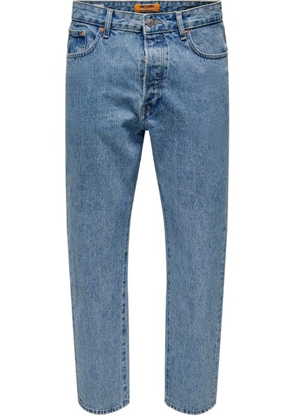 Yüksek Bel Rahat Erkek Denim Pantolon Onstye Loose Tape. Lb 8836 Azg Dnm