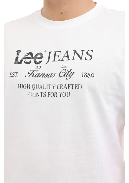 Regular Fit Grafik Bas Beyaz Erkek Kısa Kol T-Shirt fırsatları