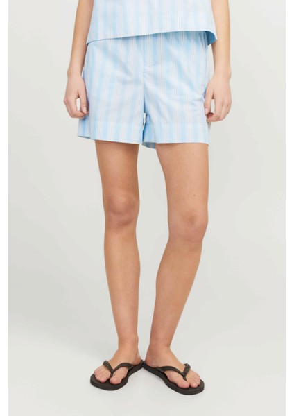 Jjxx JXAVA POPLIN HW SHORTS WV Mavi Kadın Şort