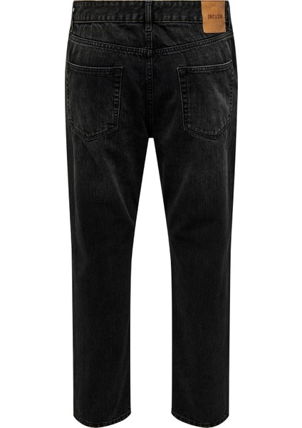 Yüksek Bel Rahat Siyah Erkek Denim Pantolon Onstye Loose Tape. Blk 0015 Azg Dnm fiyatları