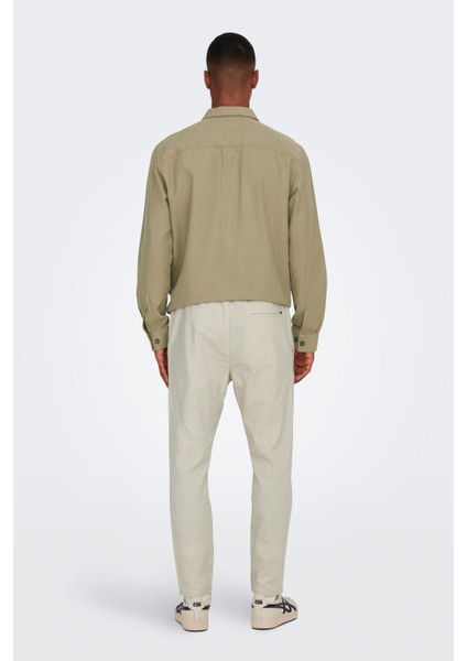 Erkek Onslinus Beli Lastikli Keten Pantolon 22024966 Bej fiyatları