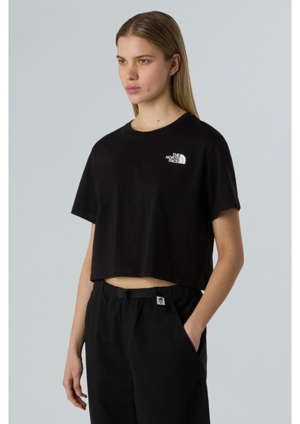 W SIMPLE DOME CROPPED Siyah Kadın Kısa Kol T-Shirt