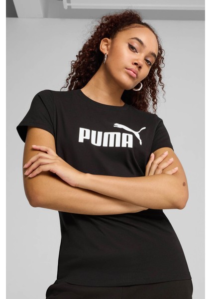 ESS No. 1 Logo Tee Siyah Kadın Kısa Kol T-Shirt
