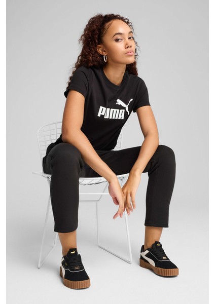 ESS No. 1 Logo Tee Siyah Kadın Kısa Kol T-Shirt modelleri