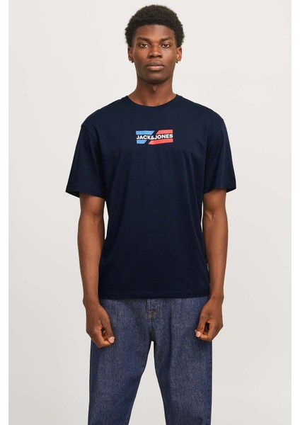JJECORP GRAPHIC TEE SS O Mavi Erkek Kısa Kol T-Shirt