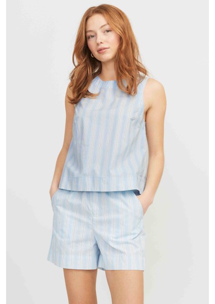 Jjxx JXAVA POPLIN SL TOP WVN Mavi Kadın Gömlek