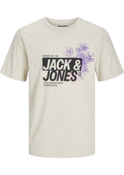 JJJAXON TEE SS CREW NECK Ekru Erkek Kısa Kol T-Shirt