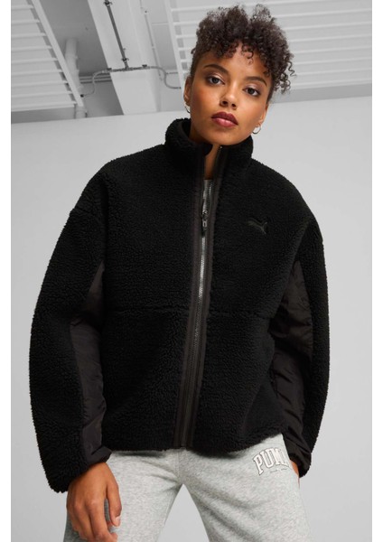 Reversible Sherpa Jacket Siyah Kadın Ceket
