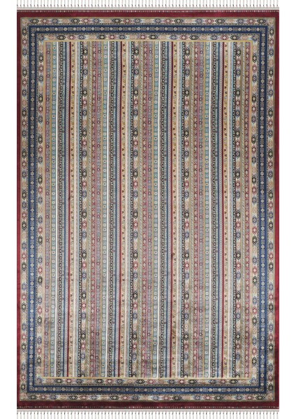 Halı Burj 8741 Bordo Afgan Desenli Viskon 170 Tarak Dokuma Sıklığı Özel Tezgah Üst Kalite Halı