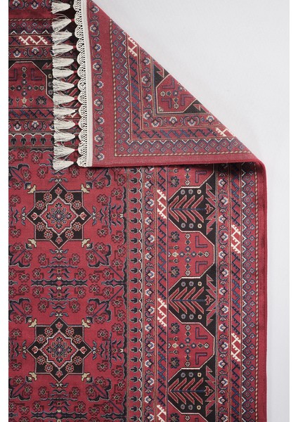 Halı Burj 8731 Bordo Afgan Desenli Viskon 170 Tarak Dokuma Sıklığı Özel Tezgah Üst Kalite Halı fırsatları