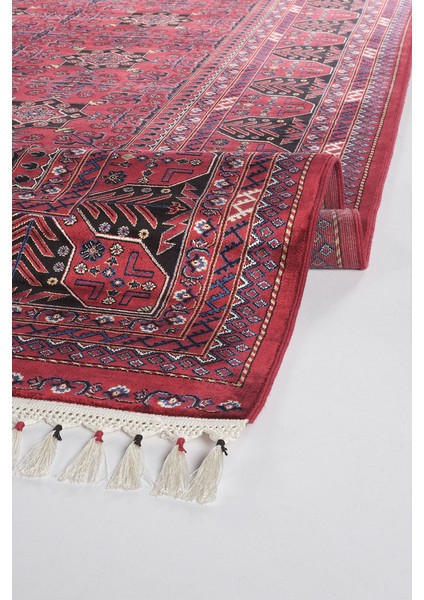 Halı Burj 8731 Bordo Afgan Desenli Viskon 170 Tarak Dokuma Sıklığı Özel Tezgah Üst Kalite Halı indirimleri