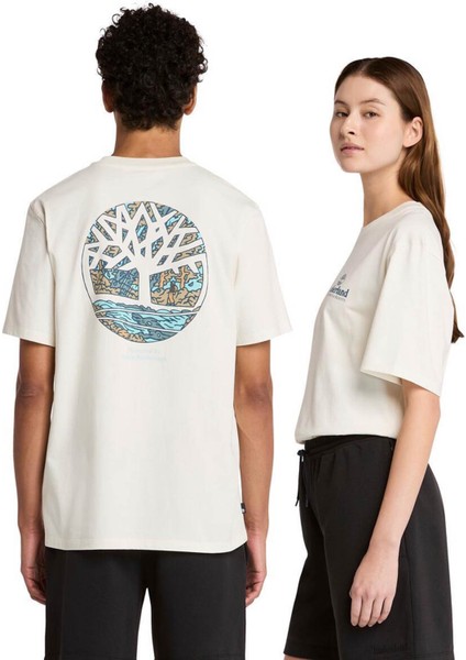 Illustrated Tree Logo Ba Beyaz Erkek Kısa Kol T-Shirt fırsatları