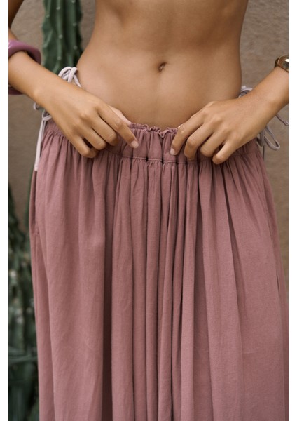 Gabbiano Bağcıklı Pileli Açık Bordo Etek