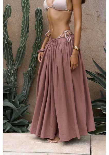 Gabbiano Bağcıklı Pileli Açık Bordo Etek