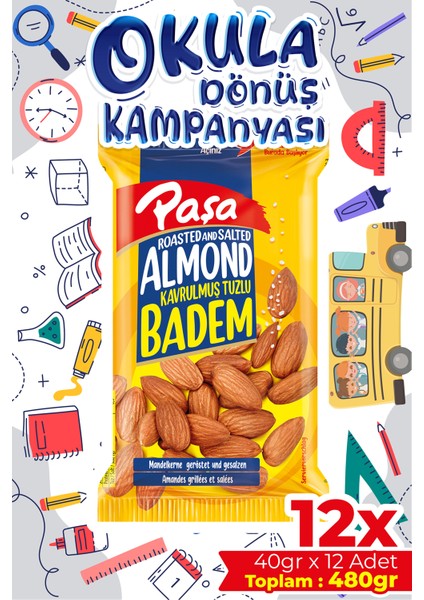 Kavrulmuş Badem İçi 40 gr X 12 Adet (480 gr)