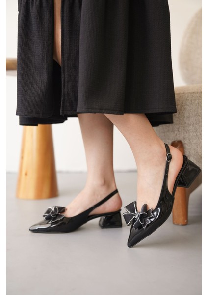 Kadın Howen Kısa Topuklu Ayakkabı - Siyah-Rugan fiyatları