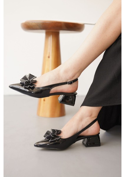 Kadın Howen Kısa Topuklu Ayakkabı - Siyah-Rugan fırsatları