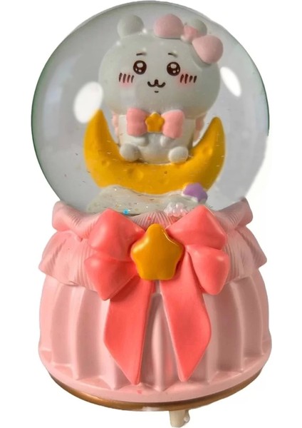 HDY0278 Orta Boy Hediyelik Müzikli Işıklı Kar Atan Kar Küresi (Pilli) Aydaki Kedi