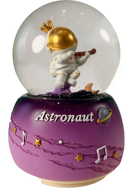 HDY0092 Orta Boy (A) Hediyelik Müzikli Işıklı Kar Atan Kar Küresi (Pilli) Astronaut modelleri