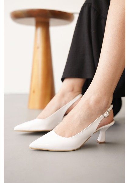 Kadın Frodi Kısa Topuklu Ayakkabı - Beyaz-Rugan fiyatları