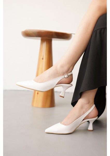 Kadın Frodi Kısa Topuklu Ayakkabı - Beyaz-Rugan modelleri