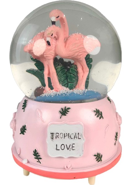HDY0205 Orta Boy (B) Hediyelik Müzikli Işıklı Kar Atan Kar Küresi (Pilli) Tropıcal Love