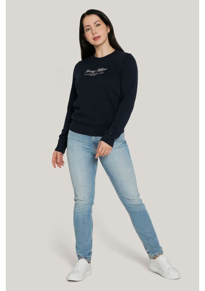 Kadın Yazı Logolu Kazak - Lacivert fiyatları