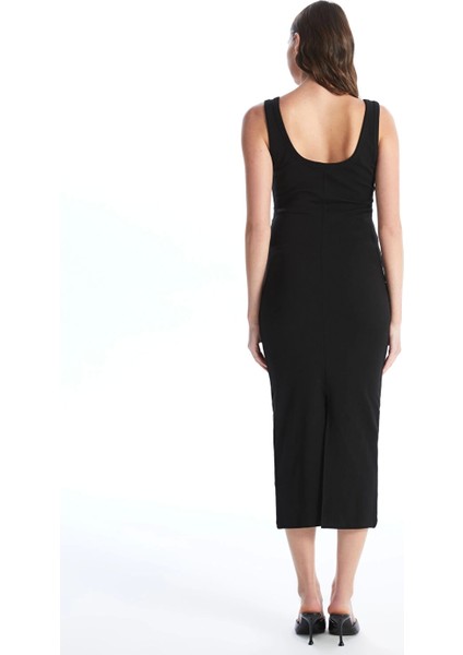 Lcw Vision Siyah Kadın U Yaka Düz Bodycon Elbise indirimleri