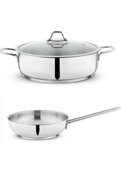 Held Çelik Basık Tencere 24 cm ve 24 cm Çelik Tava Sc Ha Fer