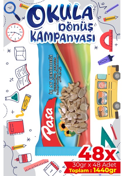 İşlenmiş İç Ay Çekirdeği 30 gr x 48 Adet (1440 gr)