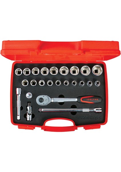 1113 1/2" Altıköşe Lokma Anahtar Takımı – 24 Parça, İzeltaş