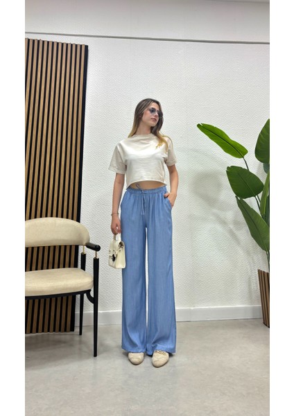 Keten Karışımlı Bol Kesim Tesettür Pantolon modelleri