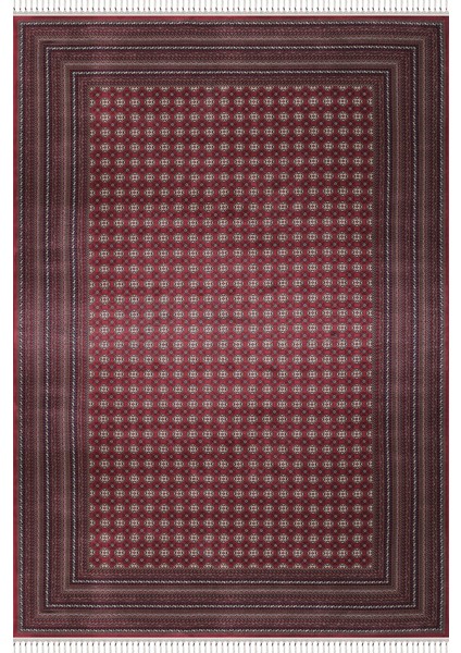 Halı Burj 8761 Bordo Afgan Desenli Viskon 170 Tarak Dokuma Sıklığı Özel Tezgah Üst Kalite Halı