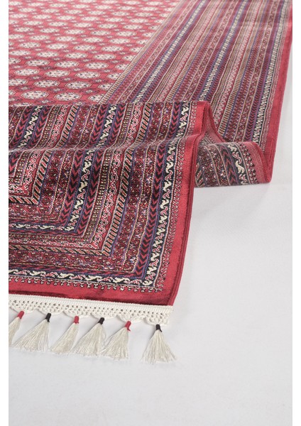 Halı Burj 8761 Bordo Afgan Desenli Viskon 170 Tarak Dokuma Sıklığı Özel Tezgah Üst Kalite Halı fırsatları