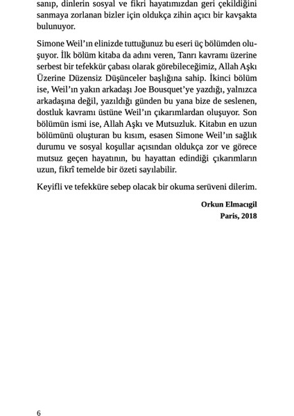 Allah Aşkı Üzerine Düzensiz Düşünceler - Simone Weil modelleri