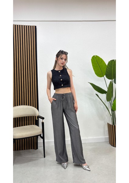 Keten Karışımlı Bol Kesim Pantolon