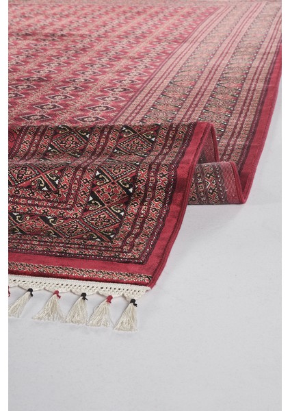 Halı Burj 8751 Bordo Afgan Desenli Viskon 170 Tarak Dokuma Sıklığı Özel Tezgah Üst Kalite Halı fırsatları