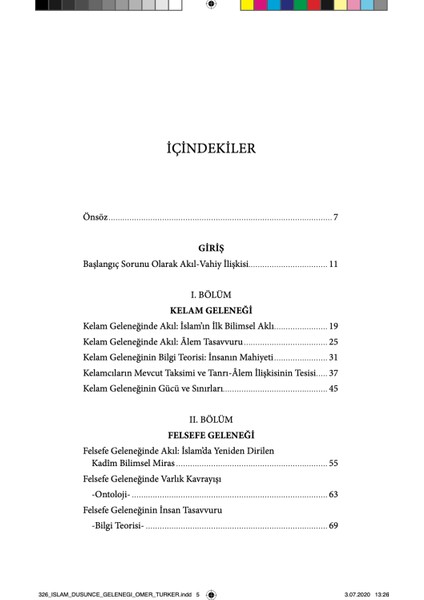 İslam Düşünce Gelenekleri - Ömer Türker modelleri
